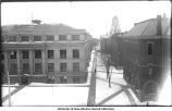 Campus view from Law Library of New Science Hall and Old Capitol, The University of Iowa, 1900s