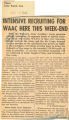Intensive recruiting for WAAC here this week-end