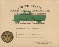 15 Year Safety Award for preventing motor vehicle accidents.