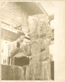 Art student creating a wood sculpture with termites, The University of Iowa, 1970