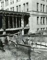 View of early construction on the 1st library addition, 1960
