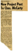 New project post to Chas. McCarty. 