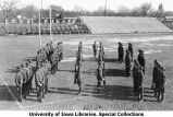 Cadets rifle drill on Iowa Field, The University of Iowa, 1919