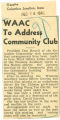 WAAC to address Community Club