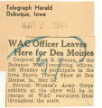 WAC officer leaves here for Des Moines