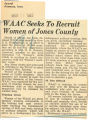 WAAC seeks to recruit women of Jones County