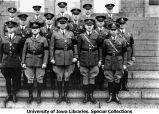Military officers standing on Old Capitol steps, The University of Iowa, 1929