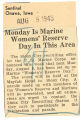 Monday is marine womens' reserve day in this area