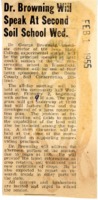 1955 - Dr. Browning will speak at second soil  school Wednesday