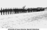 Governor's Day ceremony pass and review on field next to Armory, The University of Iowa, 1931