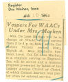 Vespers for WAACs under Mrs. Marken