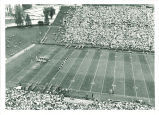Marching band formation at Iowa vs. Washington football game, The University of Iowa, December 3, 1964