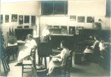 Students painting in art studio in Physics building, The University of Iowa, 1910s