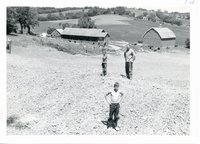 Milton Kettman newly constructed spring fed farm pond, 1965