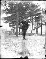 UP575 Boy with ball on stump