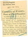 Company of WAACs now at Fort Houston