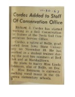 1967 - Cordes Added to Staff of Conservation Office