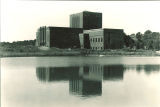 Theatre Building seen from northeast across lagoon, The University of Iowa, July 1936