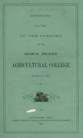 Title page; Address delivered on the opening day of the Iowa State University Agricultural College 