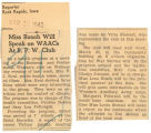 Miss Roach will speak on WAACs at B.P.W. Club