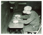 Researcher with Iowa WPA motion time studies, The University of Iowa, June 22, 1939
