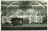 Choir in rehearsal with pianist, The University of Iowa, April 1936