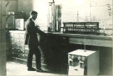 Man working in a laboratory, The University of Iowa, 1930s