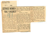 Service women 'only answer'