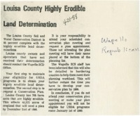 Louisa County Highly Erodible Land Determination 95 Percent Complete
