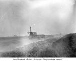 Railroad cars at Iowa Ballast Construction Co., Maxon, Iowa, late 1890s or early 1900s