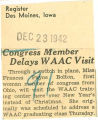 Congress member delays WAAC visit