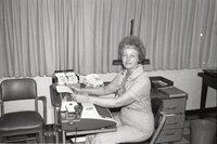1970's Dorothy Davis at typewriter