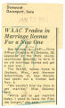 WAAC trades in marriage license for a new one