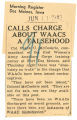 Calls charge about WAACs a falsehood