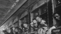 On the train to Camp Dodge 