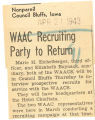 WAAC recruiting party to return