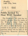 Public invited to hear WAC speaker