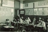 Art students in the decorative design studio, The University of Iowa, 1910s