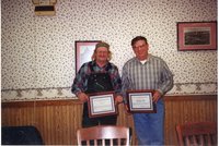 2000 - Robert Brown and J.D. Stucker receive awards at the Country Kitchen in Burlington, Iowa