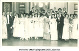 Students posed in formal dress at a dance, The University of Iowa, 1910s?