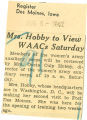 Mrs. Hobby to view WAACs Saturday