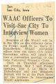 WAAC officers to visit Sac City to interview women