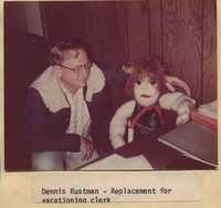 Dennis Rustman with the replacement for the vacationing clerk.