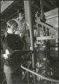 Two researchers in safety goggles, 1978