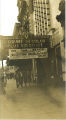 Theater marquee featuring Scottish Highlanders, United States, 1930s