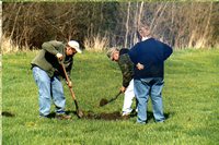 Louisa County SWCD commissioners planting trees at fairgrounds, 2006