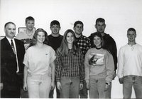 1998  Tri-State Agriculture Education Foundation scholarship recipients left to right: Jeff Burgus, Foundation Treasurer, Allen Wiseman, Misty Lloyd, Brian Randall, Tracy Vorwerk, Tony Durr, Sarah Hicks-Harshbarger, Ben Torrance, and Troy Bisgard
