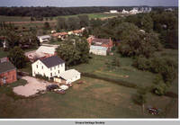 Aerial view Homestead looking north west 2, Homestead, Iowa, Aug. 23, 1989