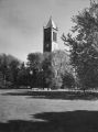 Classes meet on central campus near Campanile, 1954
