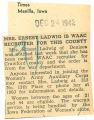 Mrs. Ernest Ladwig is WAAC recruiter for this county